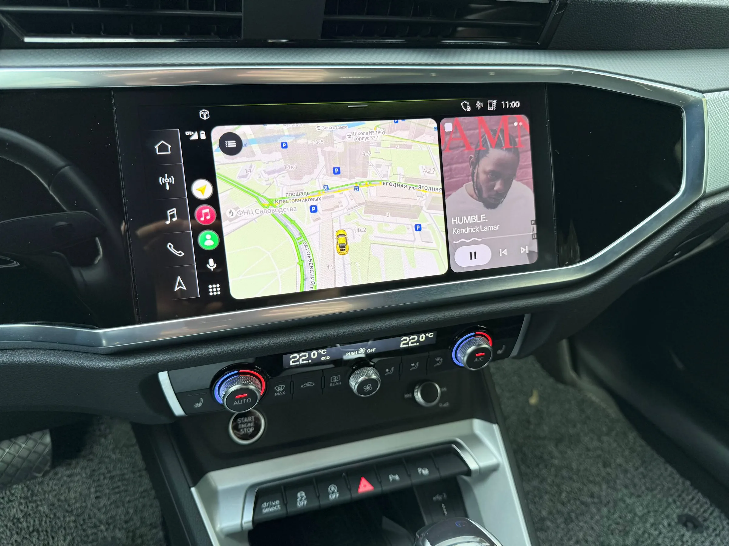Apple CarPlay с Яндекс Навигатором на Audi Q3 2022–2023 из Кореи