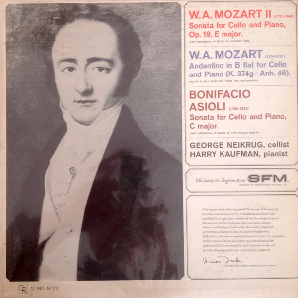 Cello Music By W. A. Mozart II, W. A. Mozart And Bonifacio Asioli