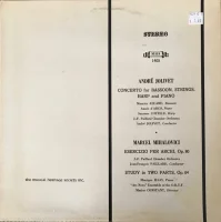 Andre Jolivet, Concerto For Bassoon, Strings, Harp And Piano; Marcel Mihalovici, Esercizio Per Archi, Op. 80; Study In Two Parts, Op. 64