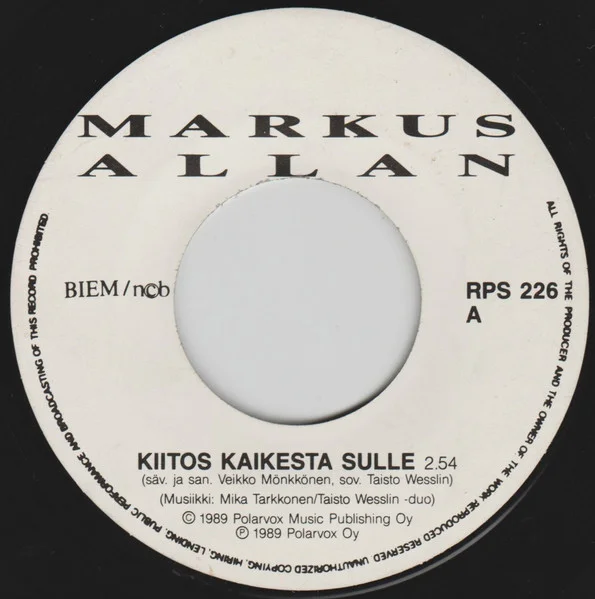 Kiitos Kaikesta Sulle / Rantalavan Laulu