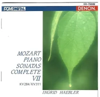 Mozart Piano Sonatas Complete - VII, KV284 / KV311