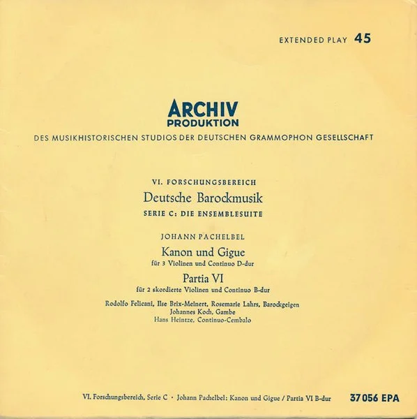 Kanon Und Gigue Für 3 Violinen Und Continuo D-Dur / Partia VI Für 2 Skordierte Violinen Und Continuo B-Dur
