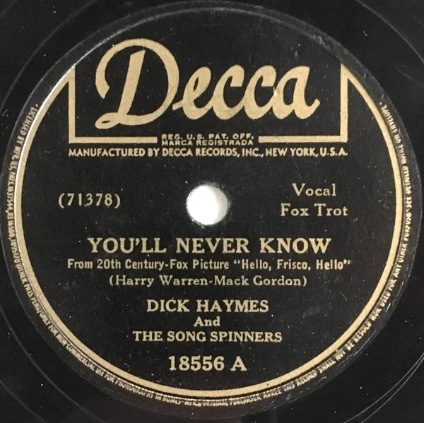 You'll Never Know / Wait For Me Mary