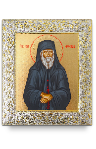 Икона прп. Паисия Святогорца в окладе, 178X207, ручная шелкография