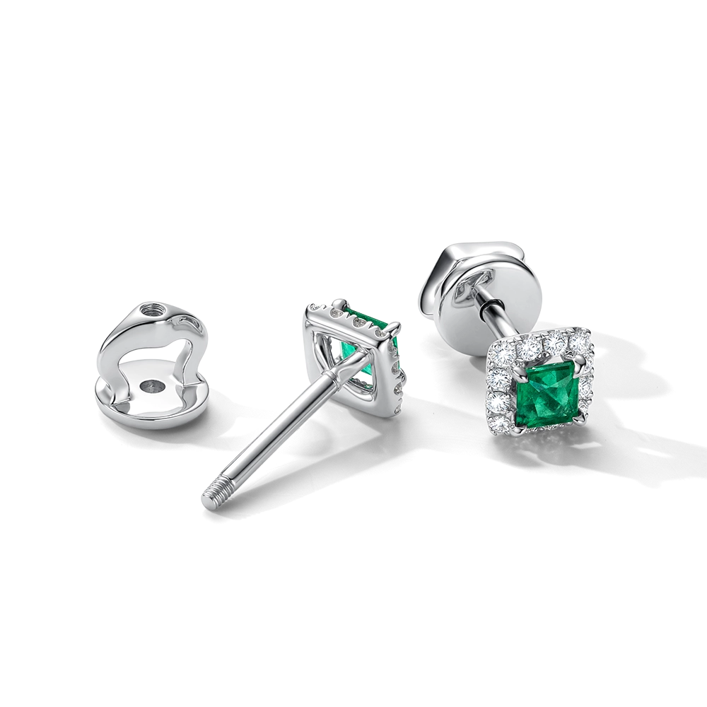Серьги с изумрудами 0.41 карата