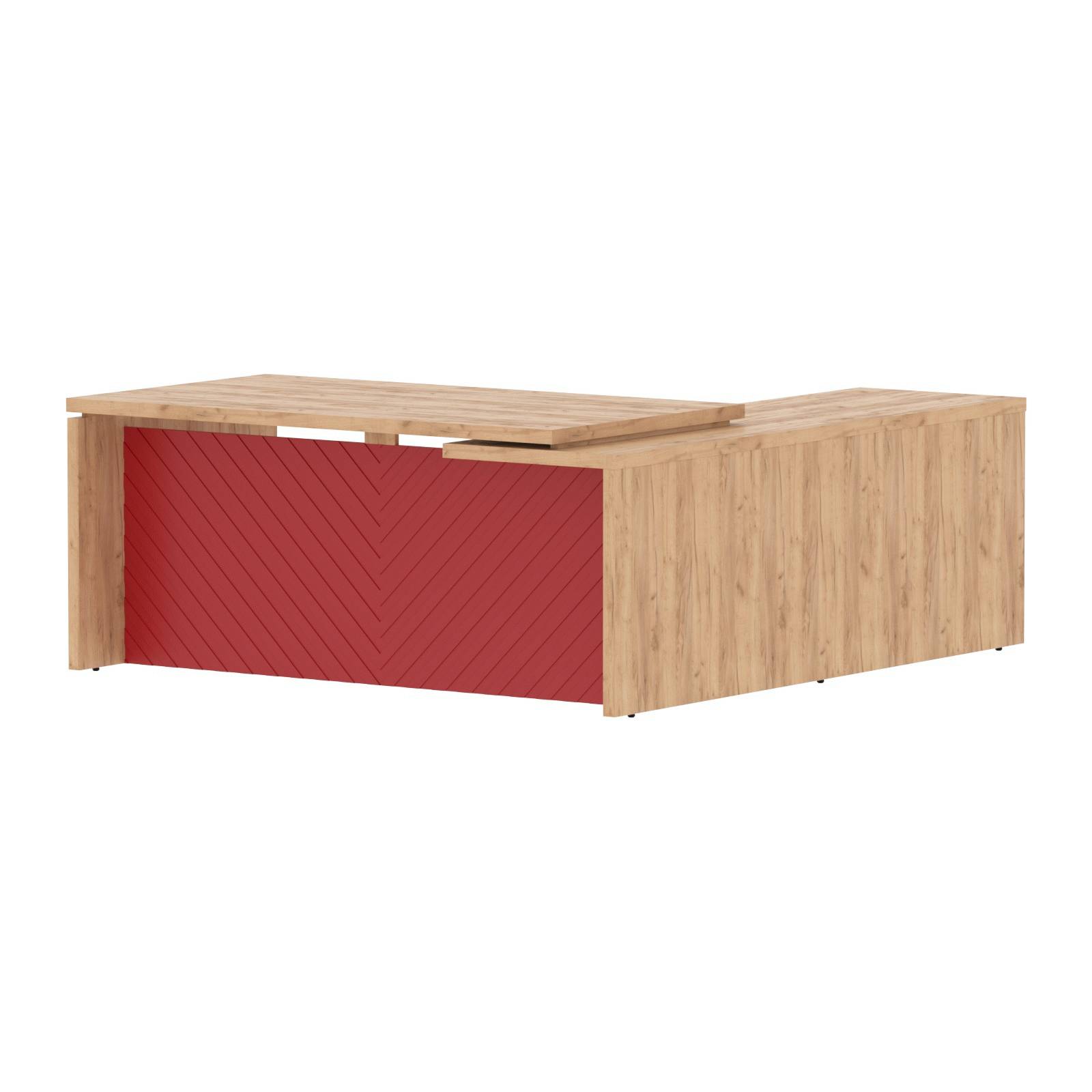 Стол руководителя TLCT 1820(L) Дуб Бофорд Z/Красный 1800х2000х750 TORR LUX