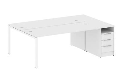 Бенч-стол на П-образном м/к с опорной тумбой Metal system quattro 40x40 40БП.РС-СТП-2.5