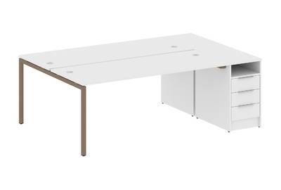 Бенч-стол на П-образном м/к с опорной тумбой Metal system quattro 40x40 40БП.РС-СТП-2.5