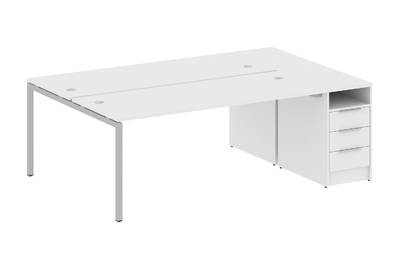 Бенч-стол на П-образном м/к с опорной тумбой Metal system quattro 40x40 40БП.РС-СТП-2.5