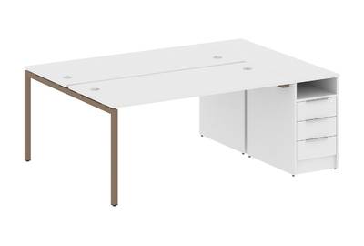 Бенч-стол на П-образном м/к с опорной тумбой Metal system quattro 40x40 40БП.РС-СТП-2.4
