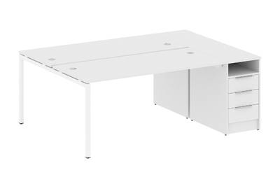 Бенч-стол на П-образном м/к с опорной тумбой Metal system quattro 40x40 40БП.РС-СТП-2.4
