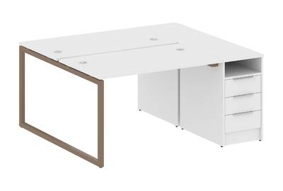 Бенч-стол на О-образном м/к с опорной тумбой Metal system quattro 40x40 40БО.РС-СТП-2.2
