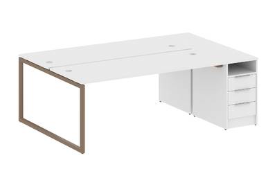 Бенч-стол на О-образном м/к с опорной тумбой Metal system quattro 40x40 40БО.РС-СТП-2.5