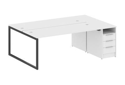 Бенч-стол на О-образном м/к с опорной тумбой Metal system quattro 40x40 40БО.РС-СТП-2.5