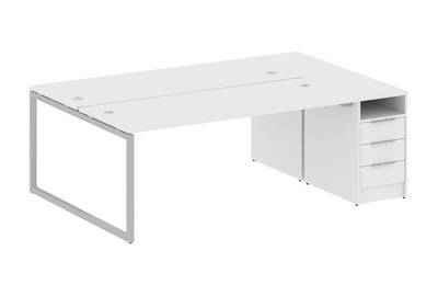 Бенч-стол на О-образном м/к с опорной тумбой Metal system quattro 40x40 40БО.РС-СТП-2.5