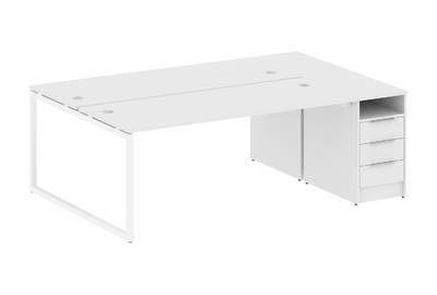 Бенч-стол на О-образном м/к с опорной тумбой Metal system quattro 40x40 40БО.РС-СТП-2.5
