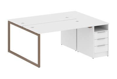 Бенч-стол на О-образном м/к с опорной тумбой Metal system quattro 40x40 40БО.РС-СТП-2.3