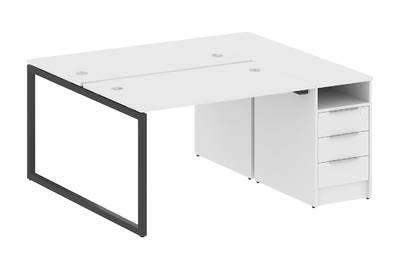 Бенч-стол на О-образном м/к с опорной тумбой Metal system quattro 40x40 40БО.РС-СТП-2.2