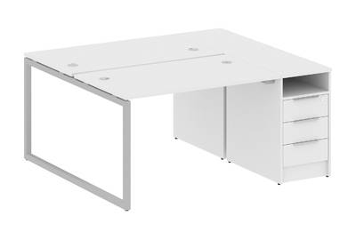 Бенч-стол на О-образном м/к с опорной тумбой Metal system quattro 40x40 40БО.РС-СТП-2.2
