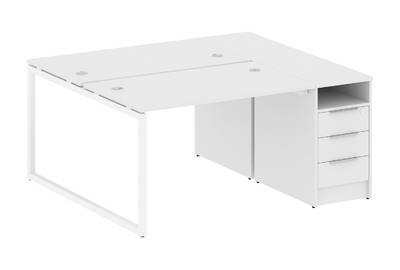 Бенч-стол на О-образном м/к с опорной тумбой Metal system quattro 40x40 40БО.РС-СТП-2.2