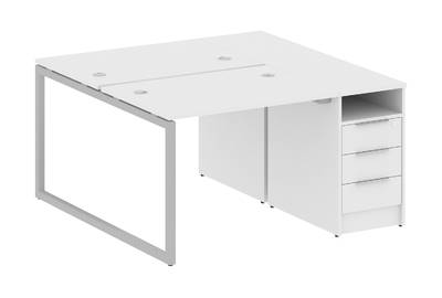 Бенч-стол на О-образном м/к с опорной тумбой Metal system quattro 40x40 40БО.РС-СТП-2.1
