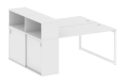 Бенч-стол на О-образном м/к с опорным шкафом-купе Metal system quattro 40x40 40БО.РС-СШК-2.3