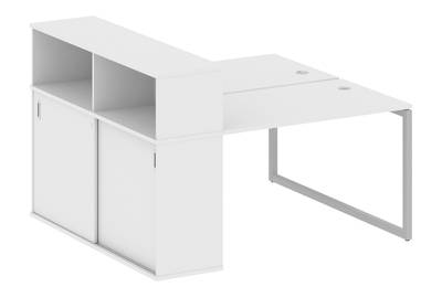 Бенч-стол на О-образном м/к с опорным шкафом-купе Metal system quattro 40x40 40БО.РС-СШК-2.2