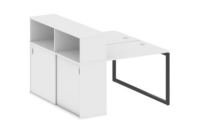 Бенч-стол на О-образном м/к с опорным шкафом-купе Metal system quattro 40x40 40БО.РС-СШК-2.1