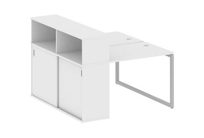 Бенч-стол на О-образном м/к с опорным шкафом-купе Metal system quattro 40x40 40БО.РС-СШК-2.1