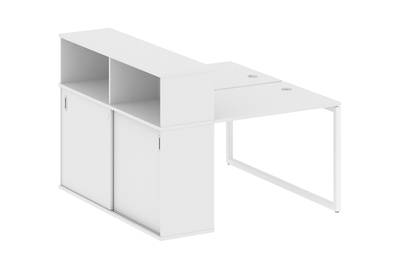 Бенч-стол на О-образном м/к с опорным шкафом-купе Metal system quattro 40x40 40БО.РС-СШК-2.1