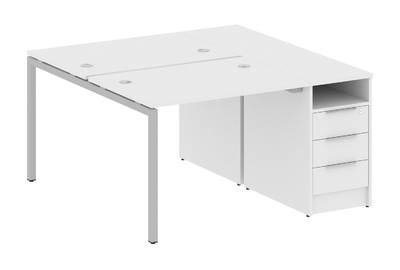 Бенч-стол на П-образном м/к с опорной тумбой Metal system quattro 40x40 40БП.РС-СТП-2.1