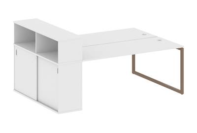 Бенч-стол на О-образном м/к с опорным шкафом-купе Metal system quattro 40x40 40БО.РС-СШК-2.5