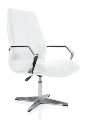 Кресло для посетителей SHAPE Vi base, п/л обивка, пиастра, AD-5, CR, кожа/комп., белый, SHP LN71CUZLW
