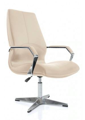 Кресло для посетителей SHAPE Vi base, п/л обивка, пиастра, AD-5, CR, кожа/комп., бежевый, SHP LN71CUZLE