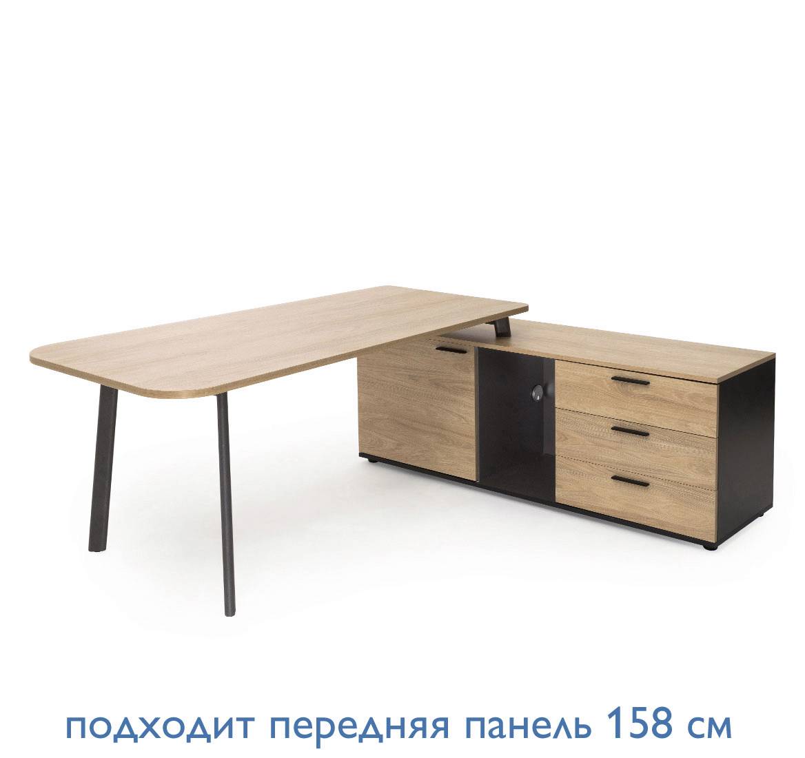 FLEX Стол на опор.тумбе R178см ГИКОРИ/ГРАФИТ