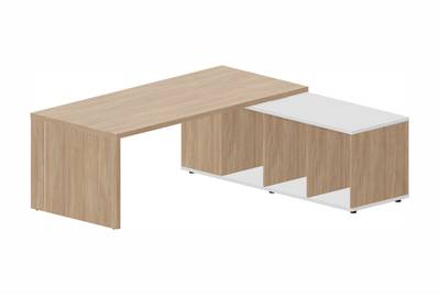 Стол для руководителя на опорной сервисной тумбе (правый) Norman NR200TSDOWOWBL