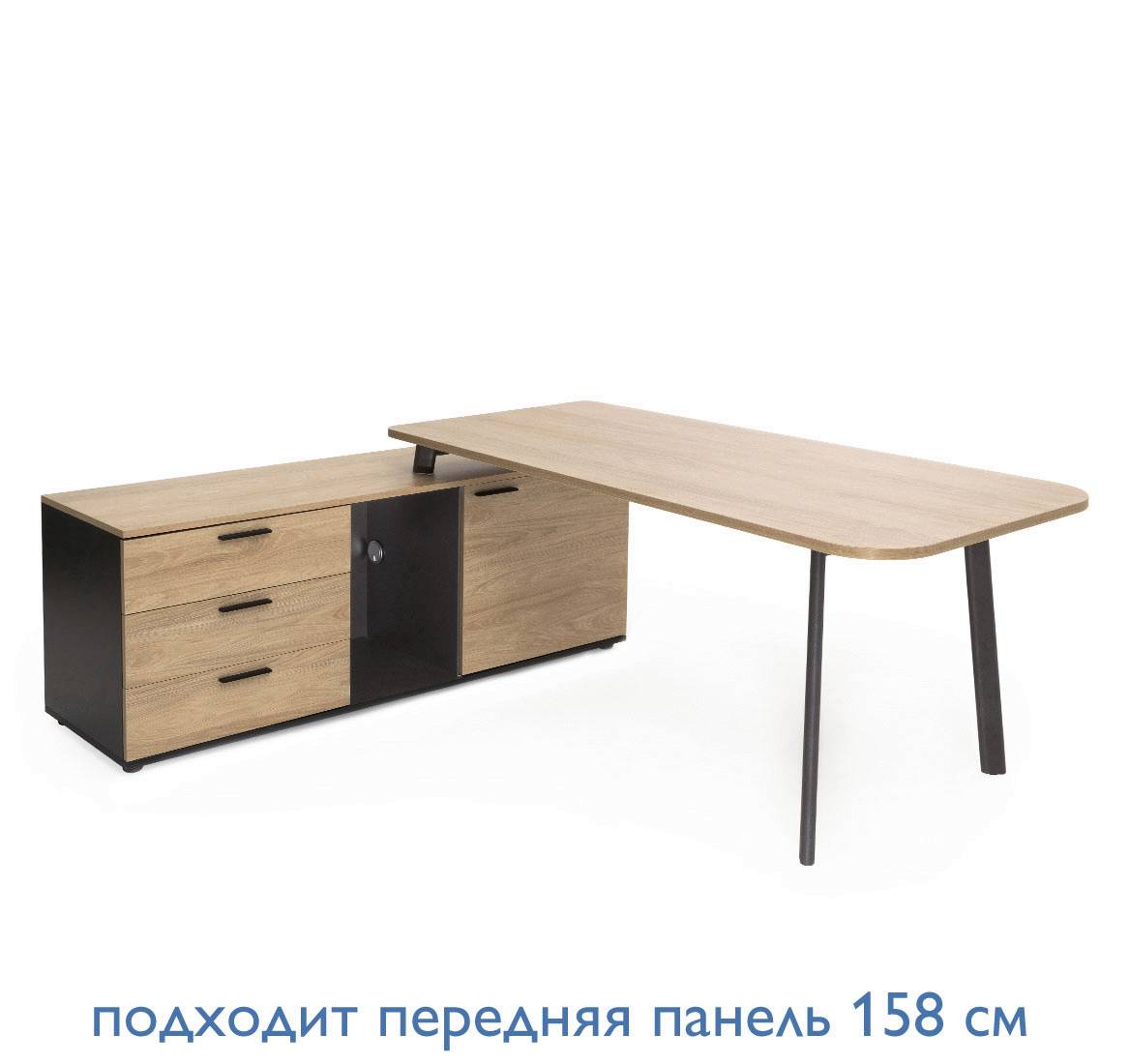 FLEX Стол на опор.тумбе L178см ГИКОРИ/ГРАФИТ