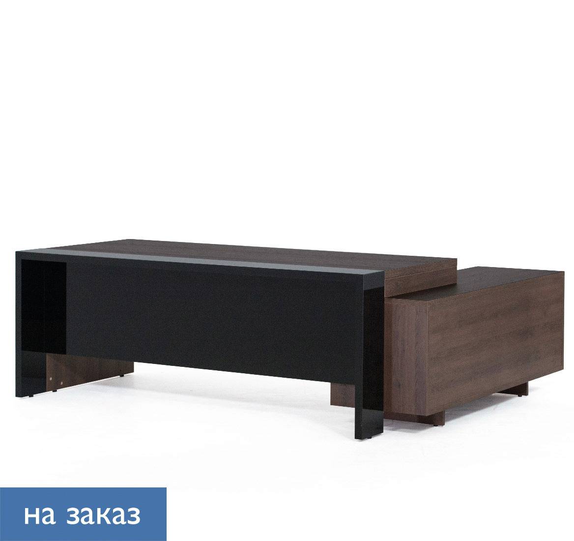 LAVA Стол на опорной тумбе 203 ТАБАК/ЧЕРНЫЙ ГЛЯНЕЦ