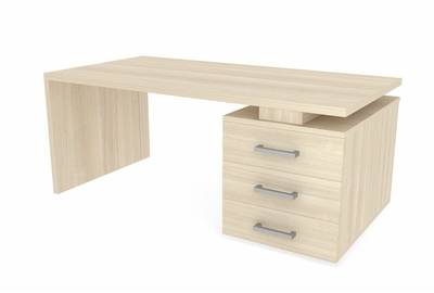 Стол на опорной тумбе 3 ящика (правый) Norman NR180T3D