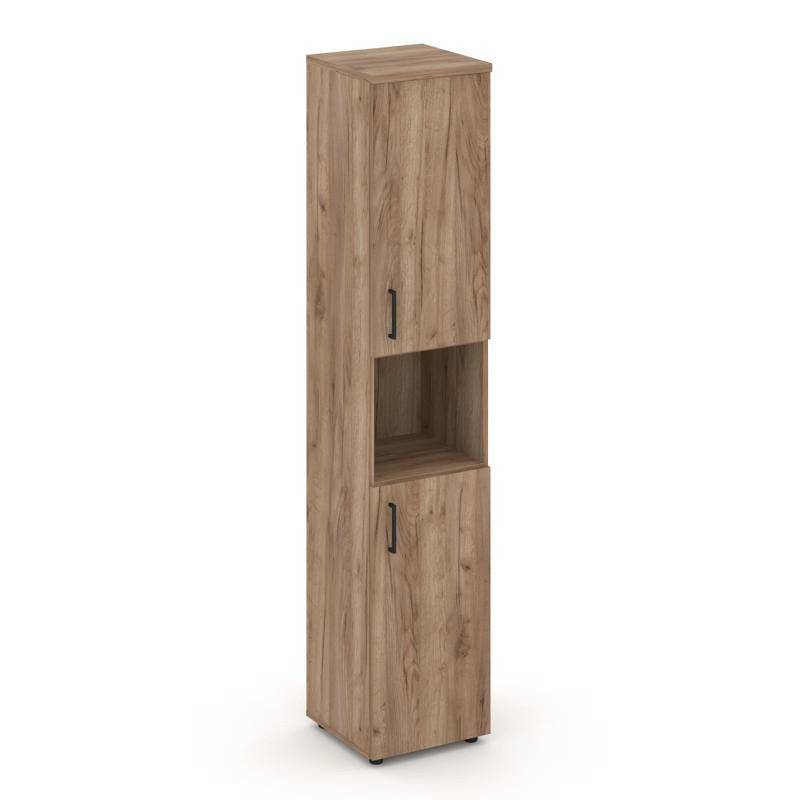 Style Project Шкаф высокий узкий SN.STU.E-107(R) Дуб Табак/Черный Ручки 400*400*1982