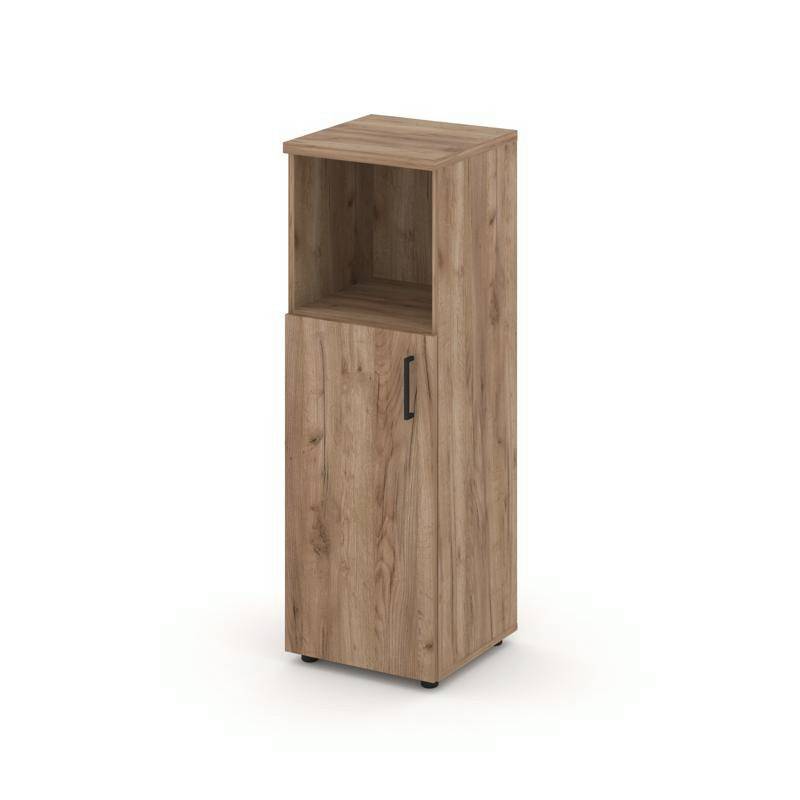 Style Project Шкаф средний узкий SN.STU.E-201(L) Дуб Табак/Черный Ручки 400*400*1203