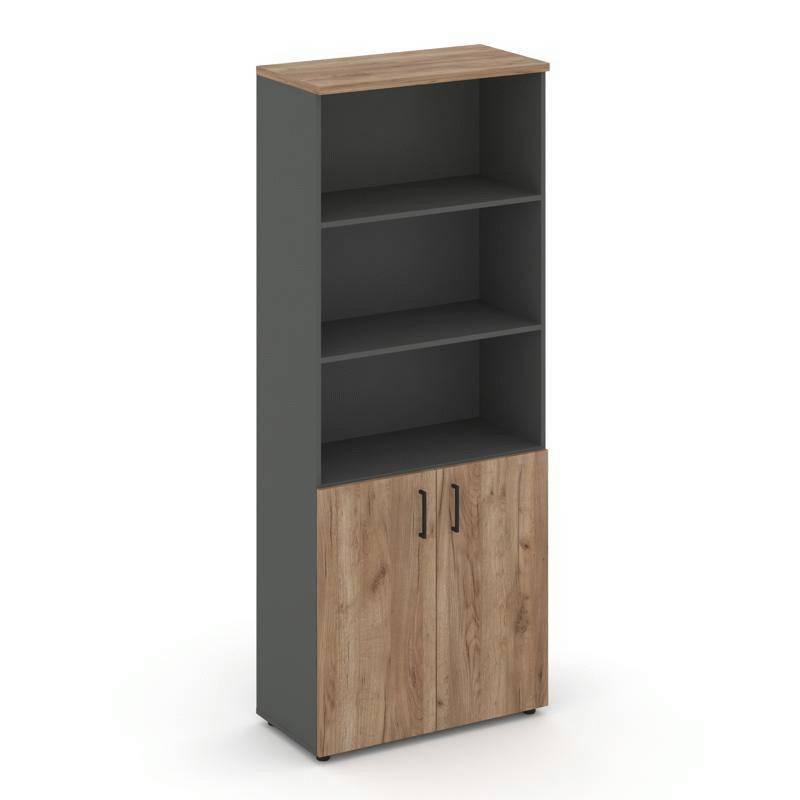 Style Project Шкаф высокий широкий SN.STS-101 Антрацит/Дуб Табак/Черный Ручки 796*400*1982