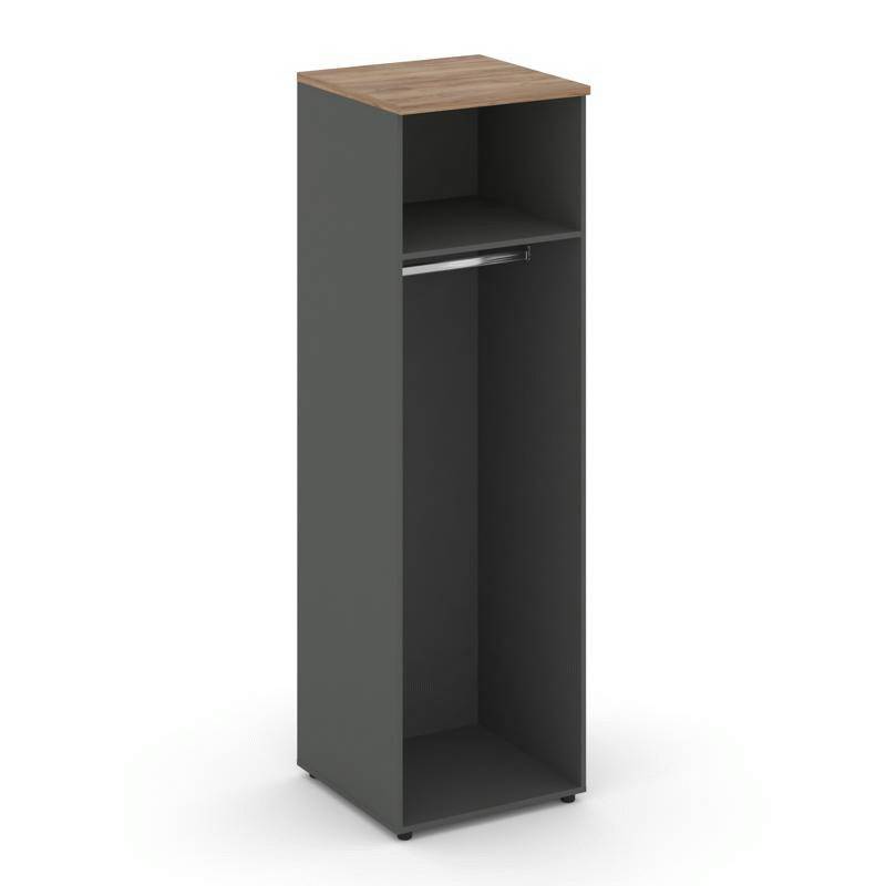 Style Project Гардероб узкий глубокий SN.GB.E-002 Антрацит/Дуб Табак/Черный Ручки 600*600*1982