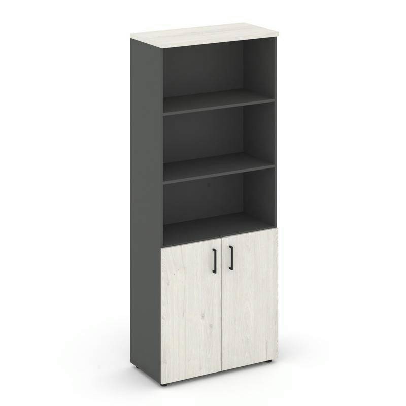Style Project Шкаф высокий широкий SN.STS-101 Антрацит/Дуб Наварра/Черный Ручки 796*400*1982