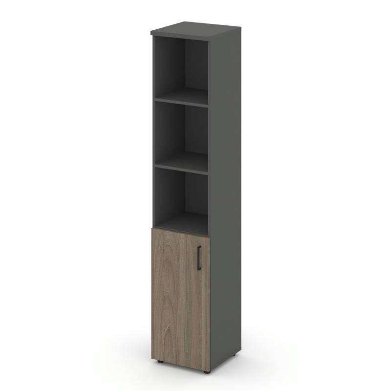 Style Project Шкаф высокий узкий SN.STU-101(L) Антрацит/Вяз Благородный/Черный Ручки 400*400*1982