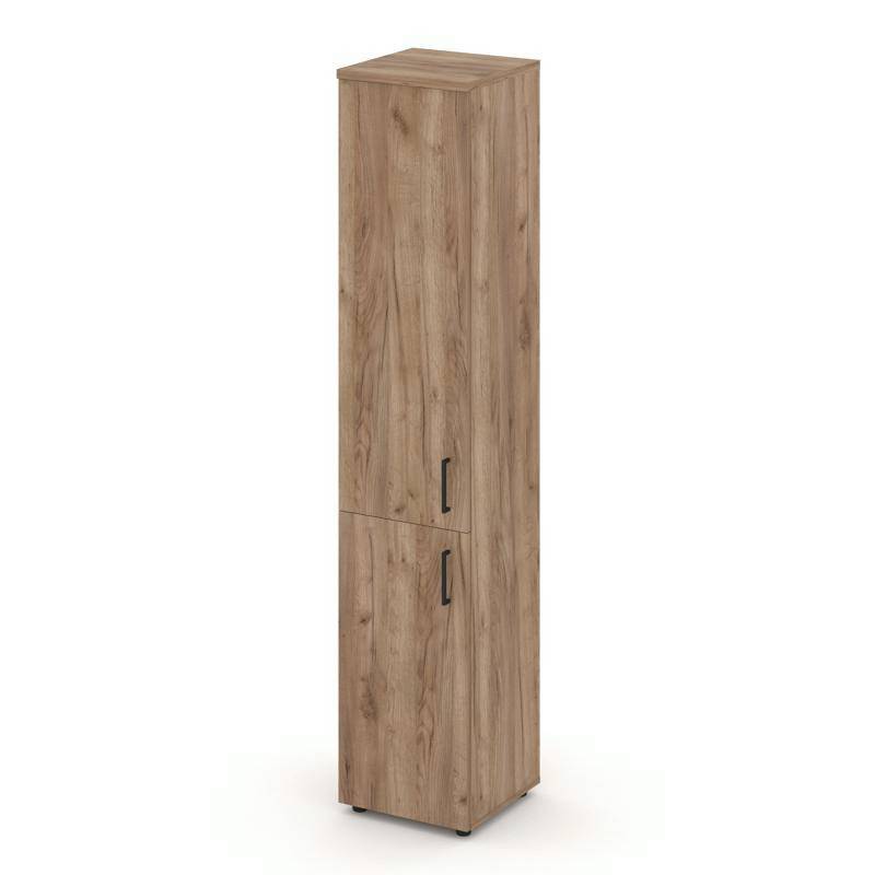 Style Project Шкаф высокий узкий SN.STU.E-104(L) Дуб Табак/Черный Ручки 400*400*1982