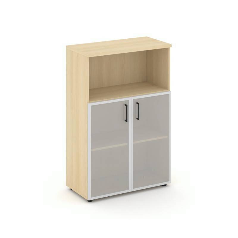 Style Project Шкаф средний широкий SN.STS-203 Акация Лорка/Сатин/Черный Ручки 796*400*1203