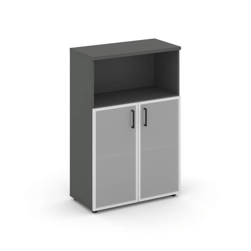 Style Project Шкаф средний широкий SN.STS-203 Антрацит/Сатин/Черный Ручки 796*400*1203