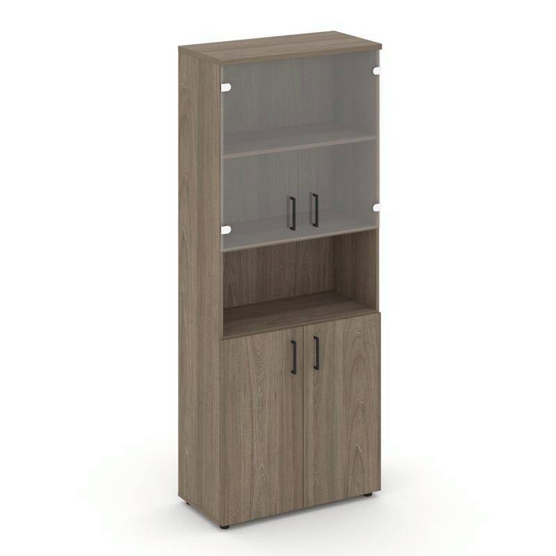 Style Project Шкаф высокий широкий SN.STS-105 Вяз Благородный/Прозрачный/Черный Ручки 796*400*1982