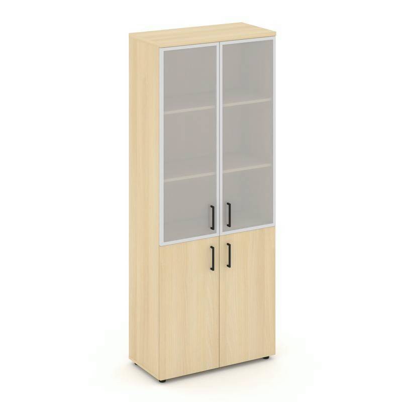 Style Project Шкаф высокий широкий SN.STS.E-103 Акация Лорка/Сатин/Черный Ручки 796*400*1982